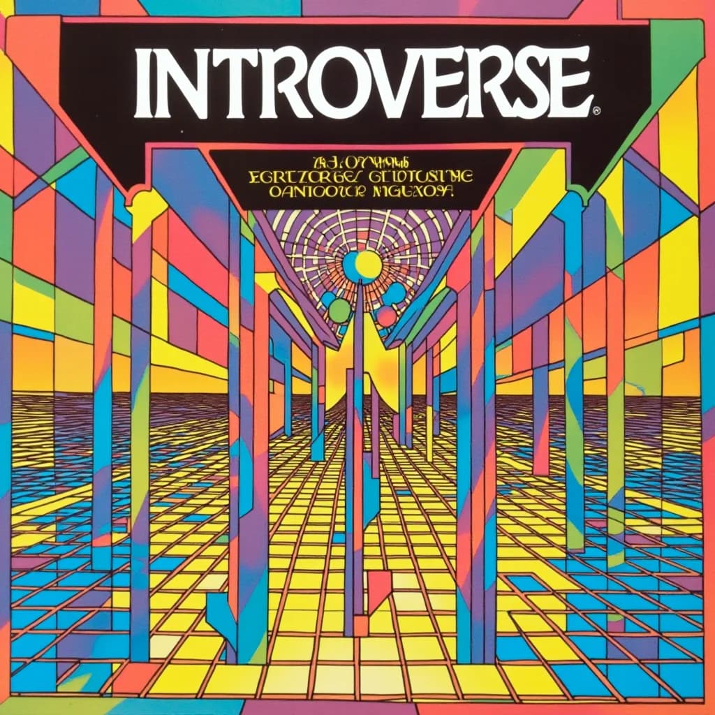 A vivid mirrored corridor in cyan, yellow, orange, and pink beneath the title Introverse.